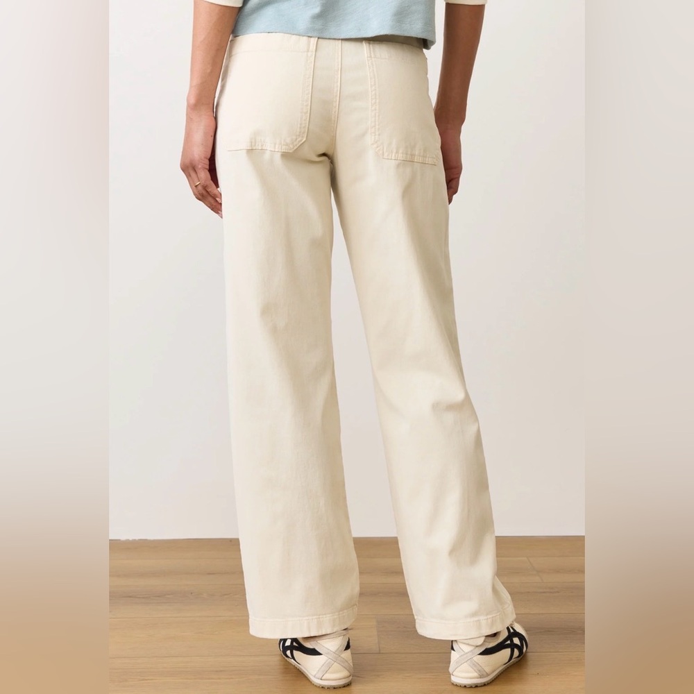 Marine Layer Cream High-Rise Wide Leg Cropped Pants - Picture 2 of 10